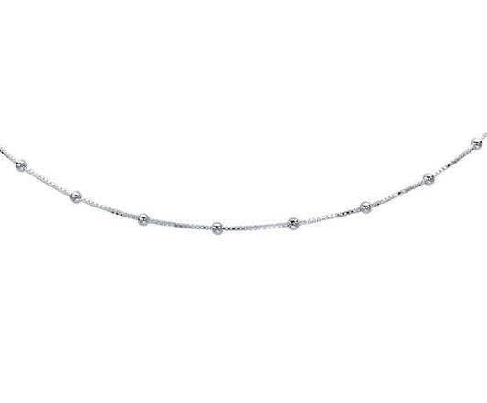 Beaded Sterling Silver Box Choker Necklace