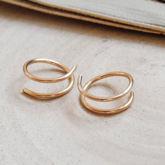 Twist-In Double Huggie Hoop |14k Gold Fill