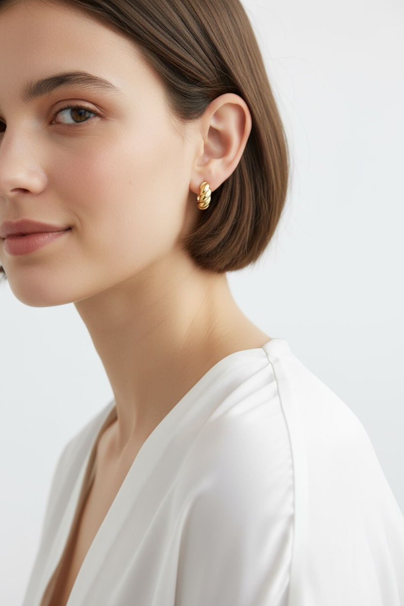 Classic Croissant Clicker Hoop Earrings