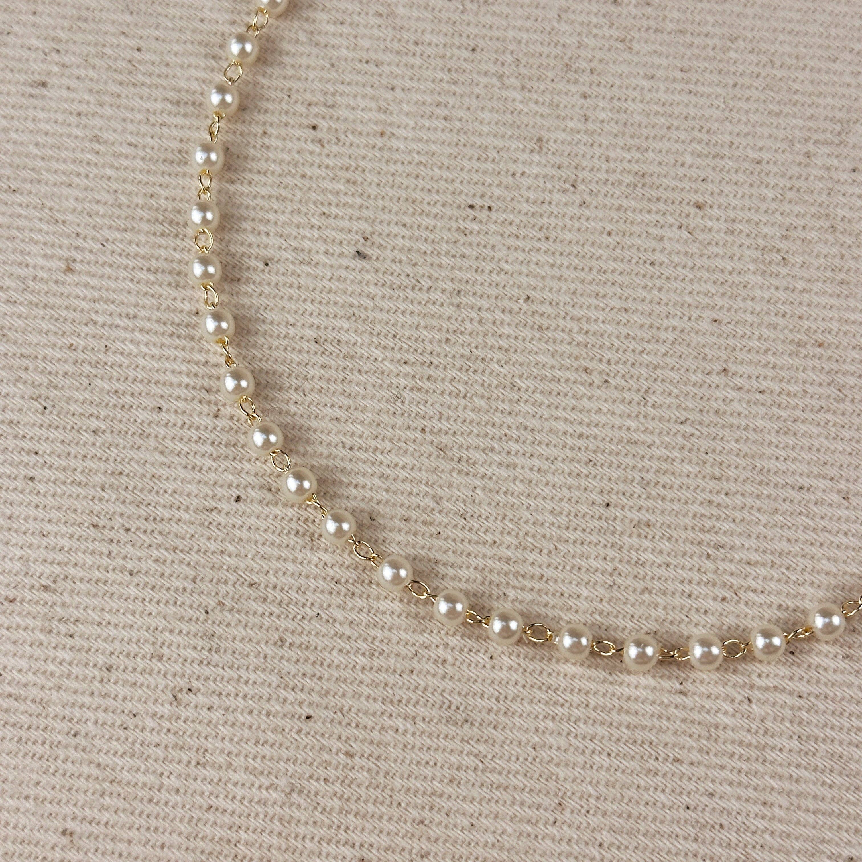 18K selling Gold Filled Pearl Neck Choker With Round CZ Stones For Gold Filled Synthetic Pearl Collar Neck Chokers (H54)