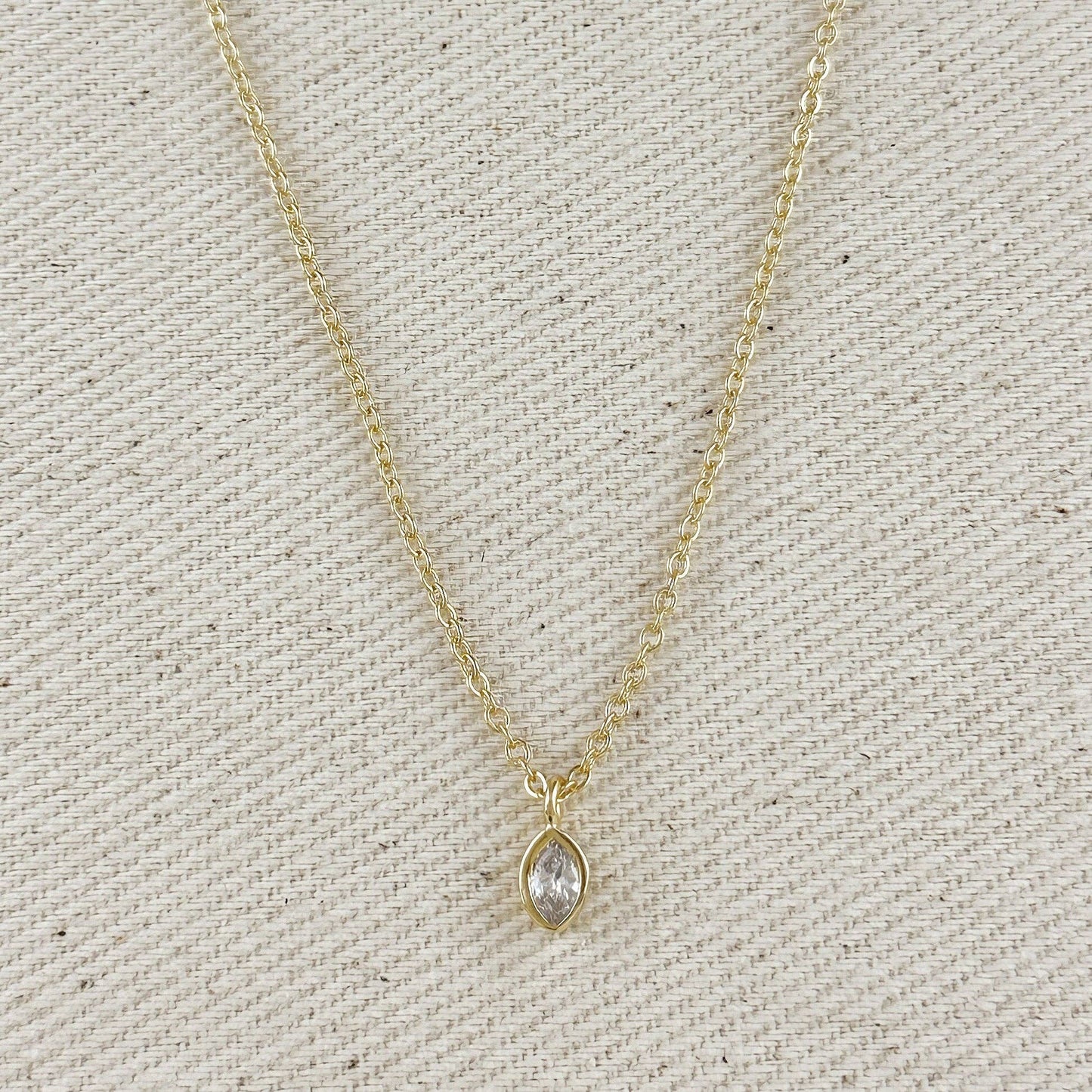 18K gold filled ellipse solitaire necklace with minimalist pendant