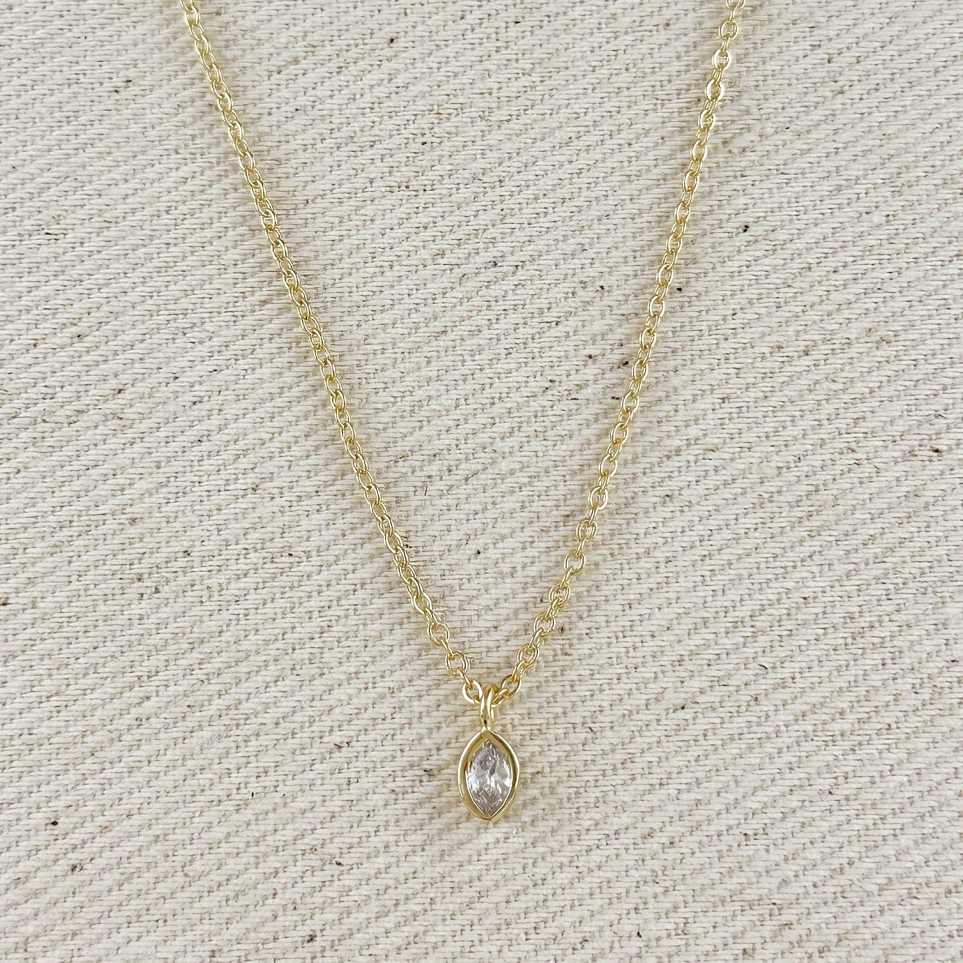 18K gold filled ellipse solitaire necklace with minimalist pendant