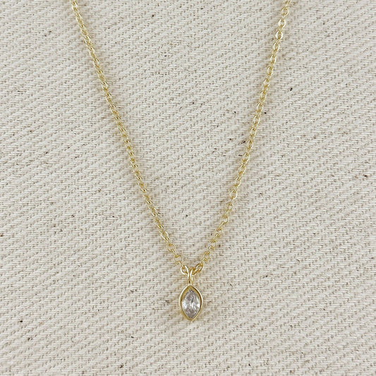 18K gold filled ellipse solitaire necklace with minimalist pendant
