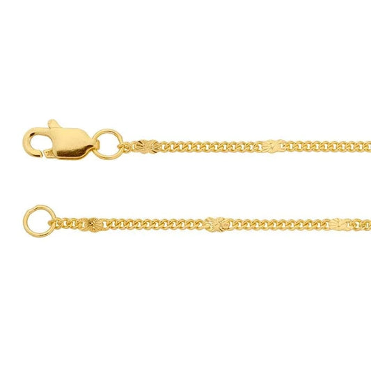 14K gold filled curb chain necklace with classic flat link design and polished finish