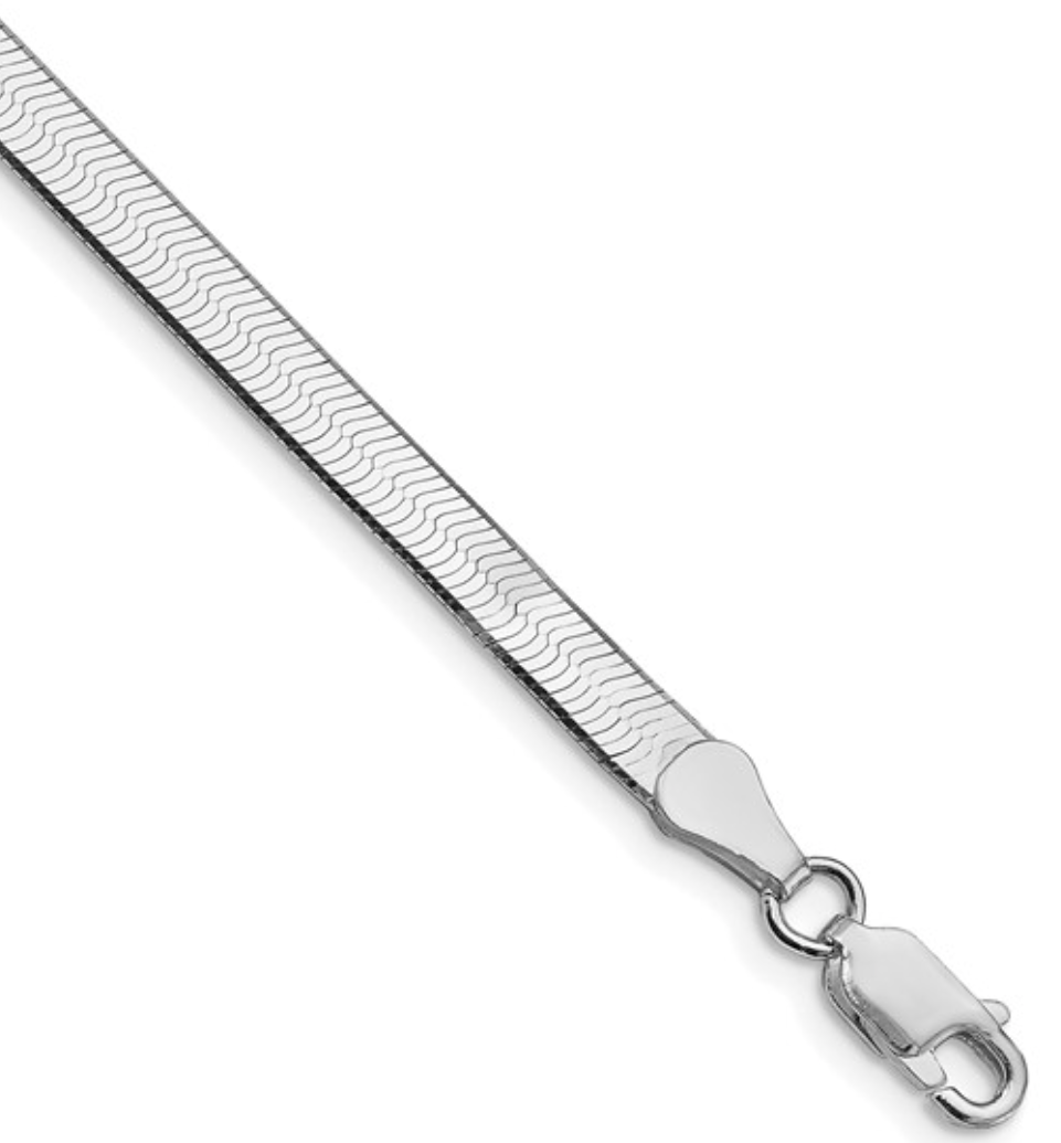 sterling silver 4.5mm herringbone bracelet flat chain close up