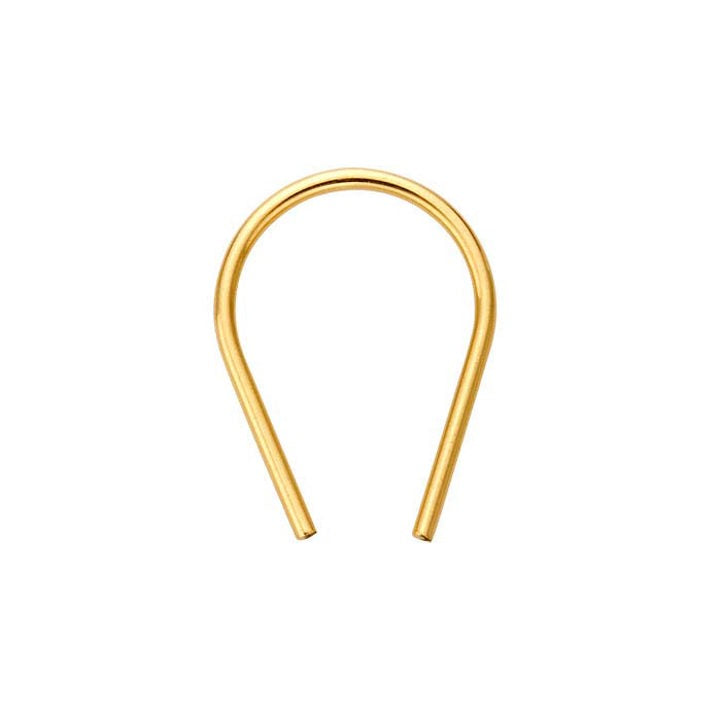 Close up of gold filled horseshoe ear wire earrings