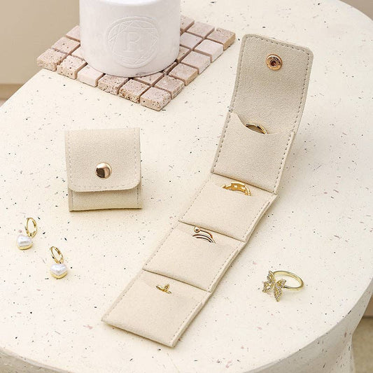 Mini leather travel jewelry pouch organizer with compartments