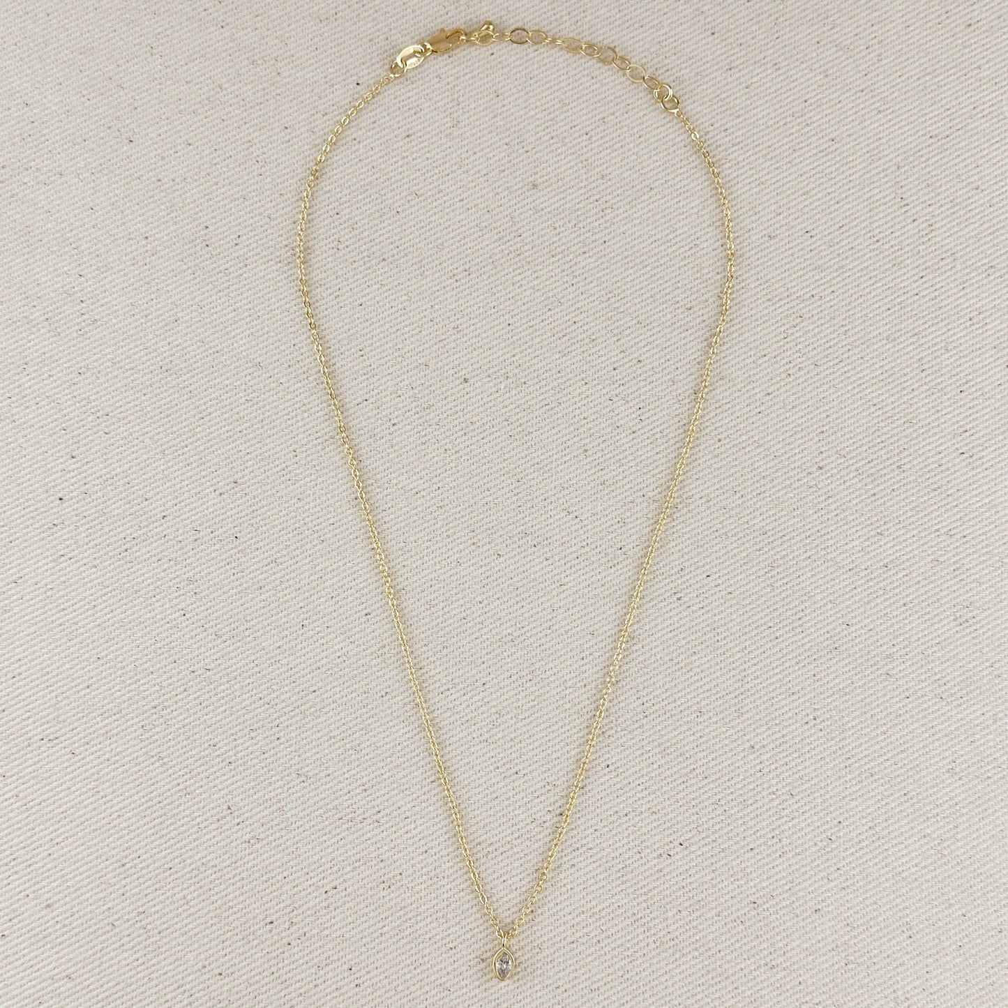 18K gold filled solitaire pendant necklace with oval ellipse charm