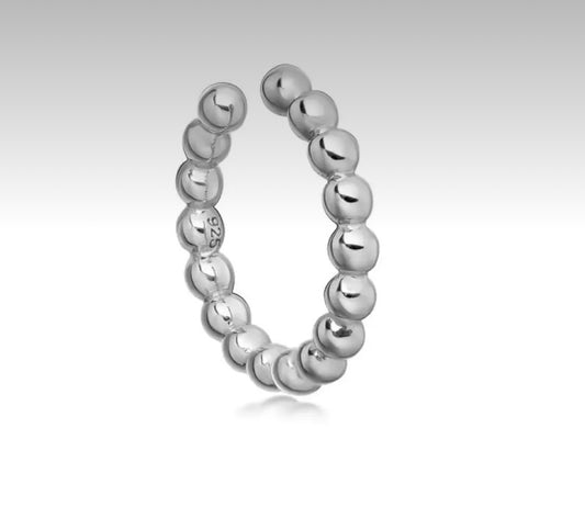 A Sterling Silver ear cuff earring with beaded design, no pierce