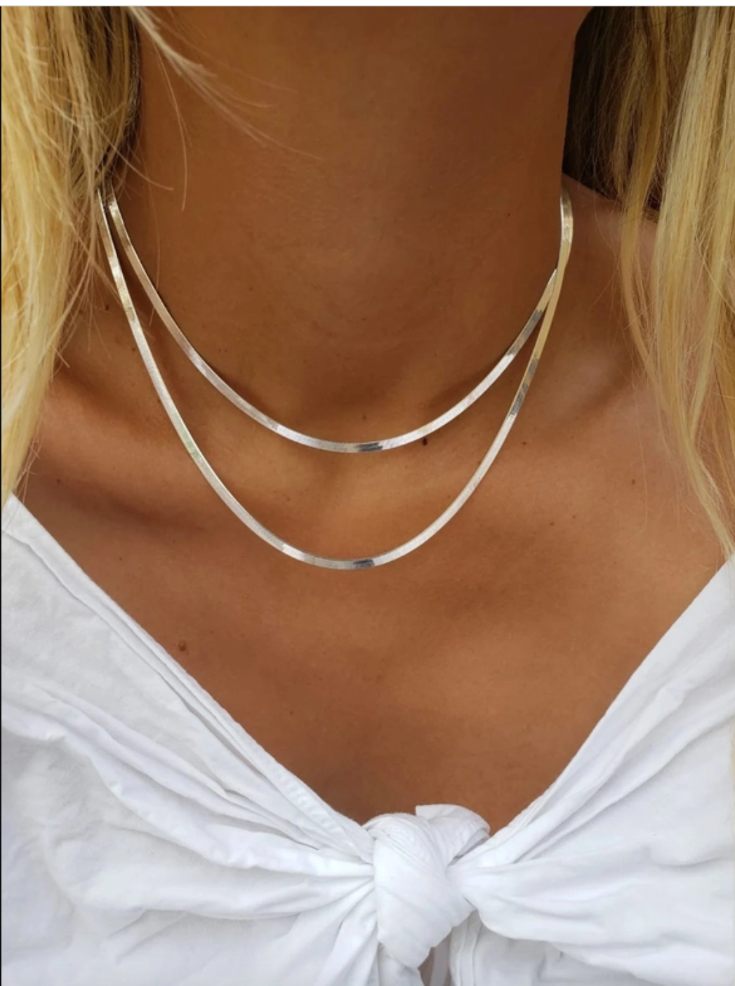 sterling silver herringbone chain necklace 18 inches
