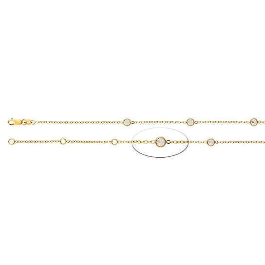 14K gold filled tin cup CZ chain necklace with bezel set crystal stations