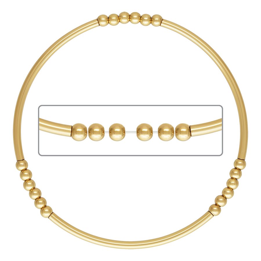 modern tube bead bar stretch bracelet in 14k gold filled