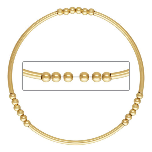 modern tube bead bar stretch bracelet in 14k gold filled